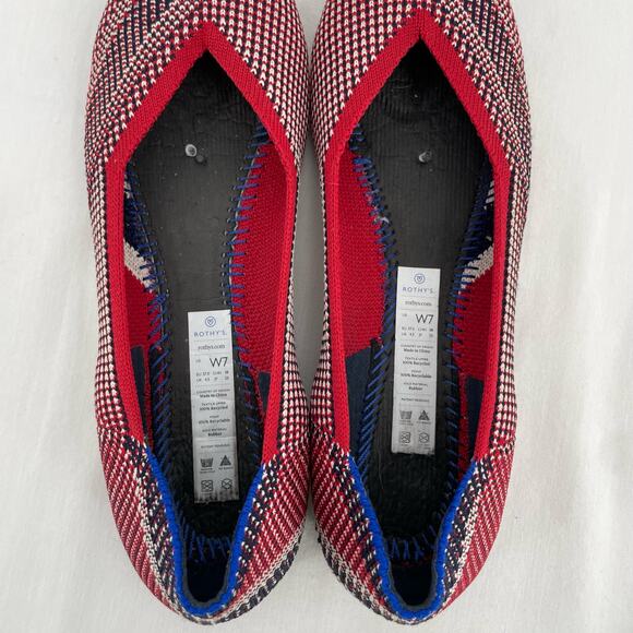 Rothy’s Mirror Stripe Red White Blue Round Toe Flats Special Edition Shoe Size 7 - Picture 7 of 14